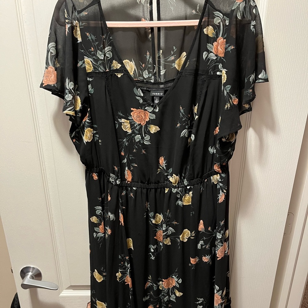 Black Floral Torrid MIDI Dress